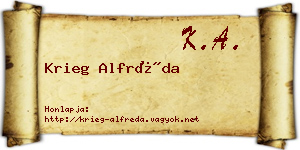 Krieg Alfréda névjegykártya